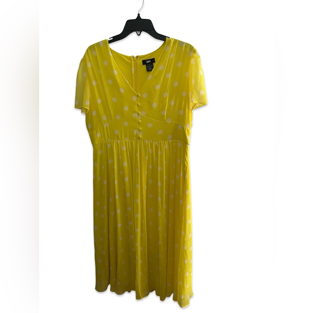 DKNY Yellow Midi Sundress with Flutter Sleeves size 16